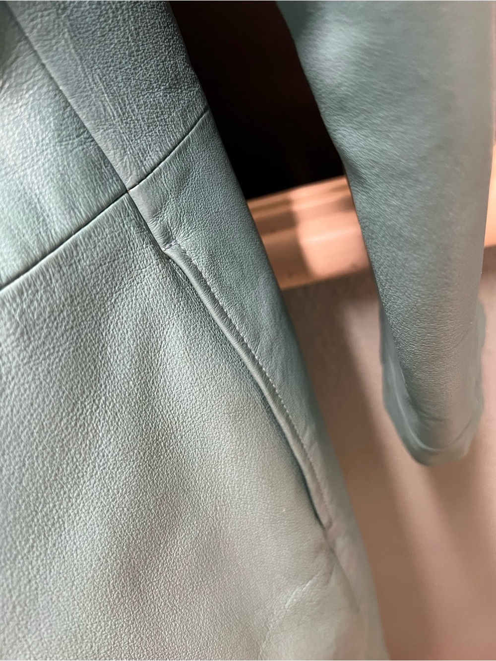 Newport News Y2K Turquoise Long Leather jacket - Picture 10 of 11